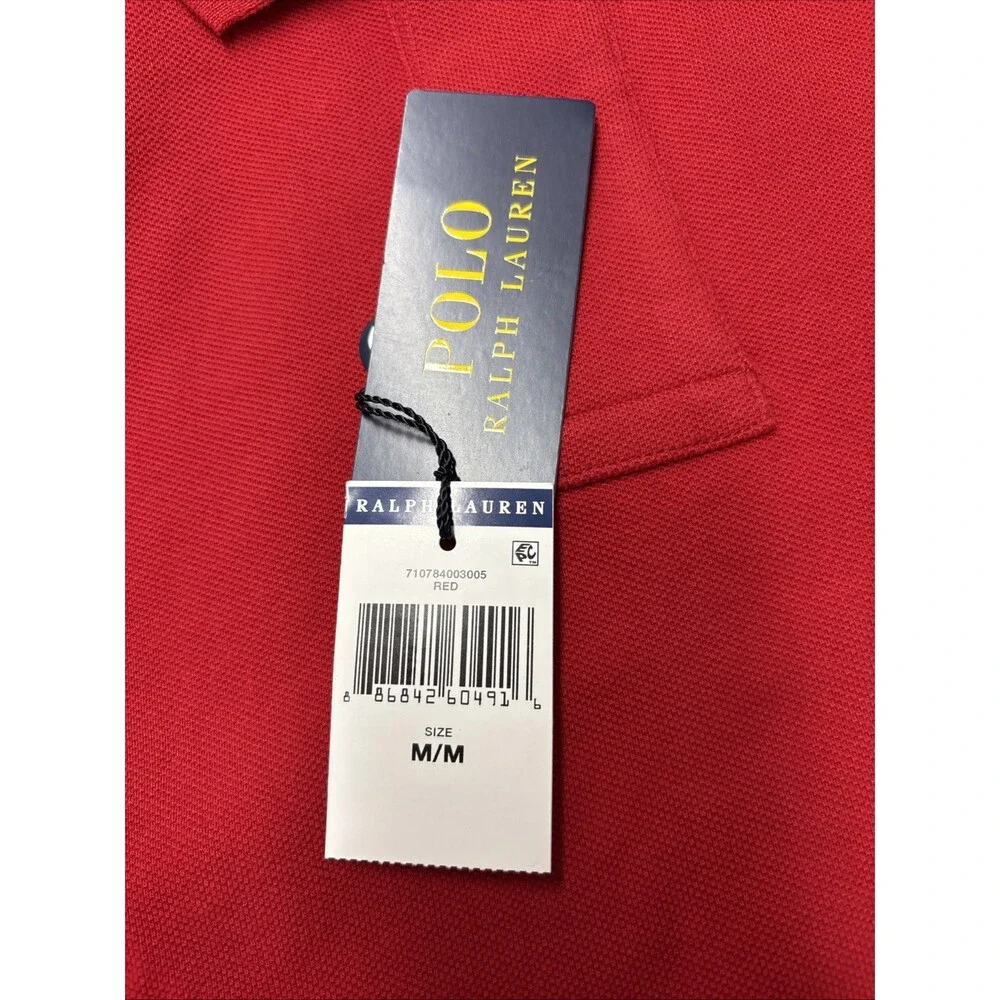 POLO RALPH LAUREN Men's Big Pony Classic Fit Mesh Polo Shirt Red Size M NWT